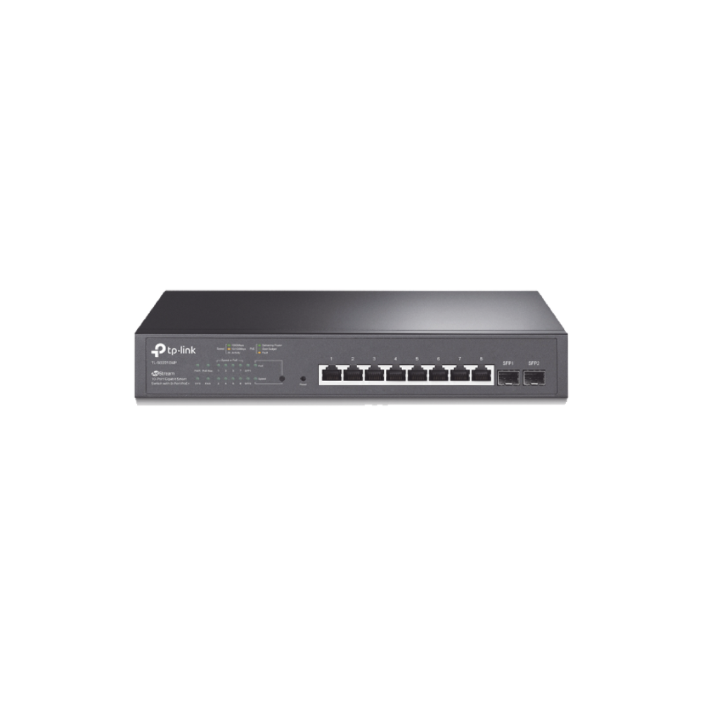 Switch PoE JetStream SDN Administrable 8 Puertos 10/100/1000Mbps + 2 SFP, 8 PoE, 150W, Administracion Centralizada OMADA SDN