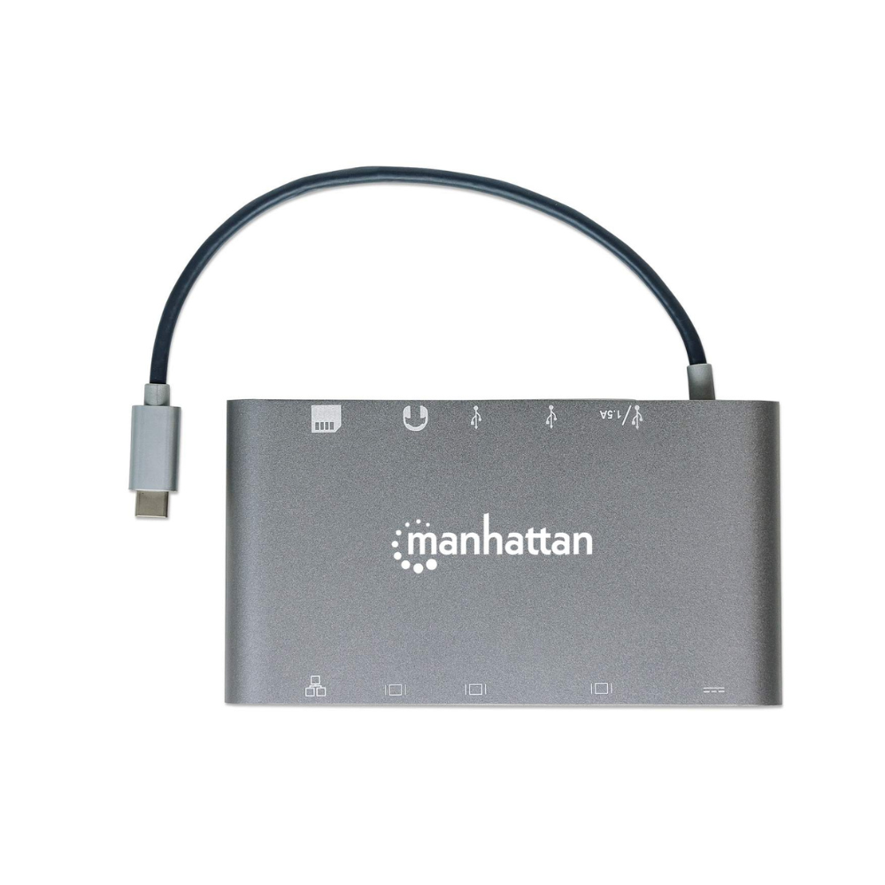 Convertidor Manhattan USB-C a HDMI/DP Mini/SVGA/RJ45/3.5mm (152808)