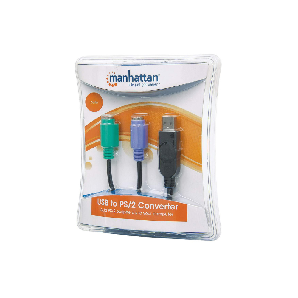 Convertidor Manhattan 2 Dispositivos PS/2 a USB 1.1 Largo 19.5 cm (179027)