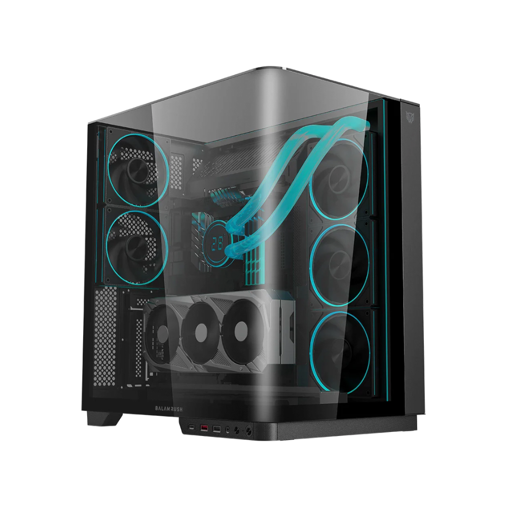 Gabinete Balam Rush Tank Expert Curve 7800 Media torre negro cristal panel curvo 5xVentiladores ARGB ATX /Micro ATX/ Mini ITX sin fuente