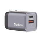 Cargador de Pared Verbatim GaN 35W, USB-C PD 35W + USB-A QC 3.0 (EU/UK/US)