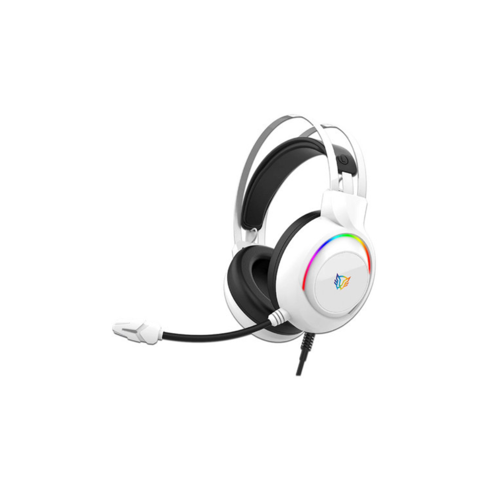 Audifonos Balam Rush Hesix II HS688 Azender Blanco alambricos Over Ear Microfono Fijo Compatible con PC Dispositivos moviles Consolas RGB Jack 3.5 m
