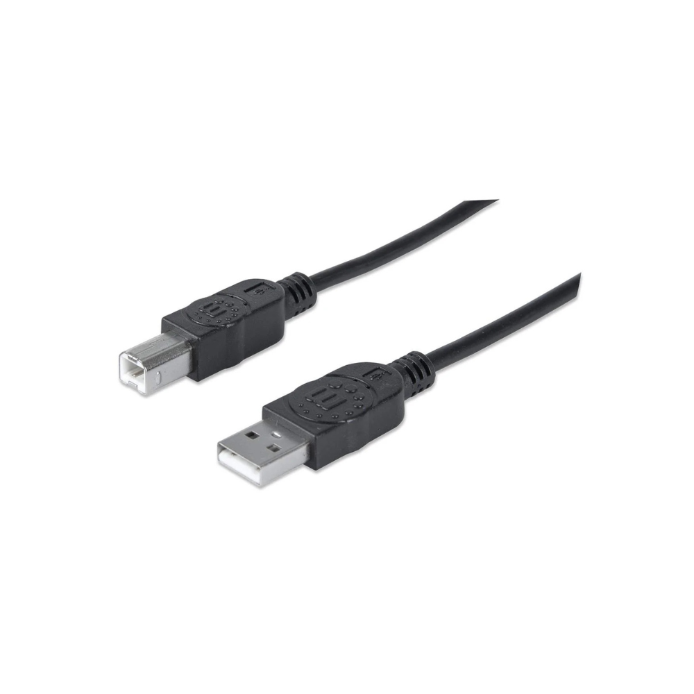 Cable USB V2.0 A-B 3.0M Negro Manhattan (333382)