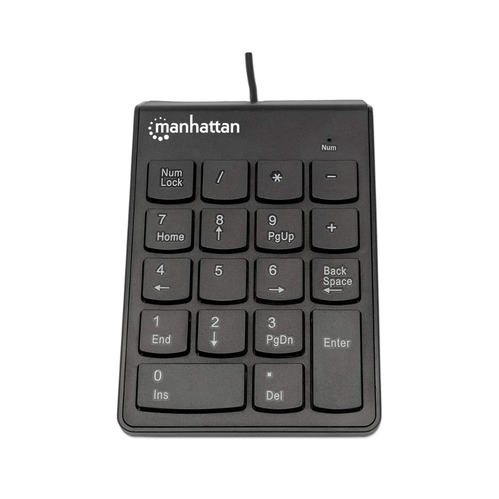 Teclado Numerico Manhattan USB Alambrico 18 Teclas Negro (Modelo 176354)