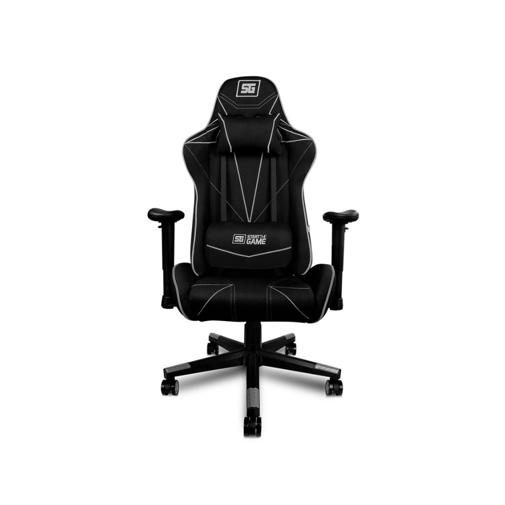 Silla Gaming Start The Game - Tela Reclinable 2D con Seguro, Negro/Gris (CGC501)