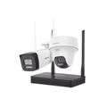 Kit IP Inalámbrico 4MP NVS 4CH 1 Cámara Bala Exterior + 1 Turret Interior Audio Bidireccional Soporta MicroSD 512GB