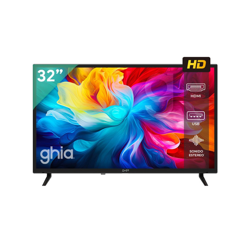 Televisión Ghia 32" HD 720P con 2 HDMI, 1 USB, RCA y VGA, 60Hz