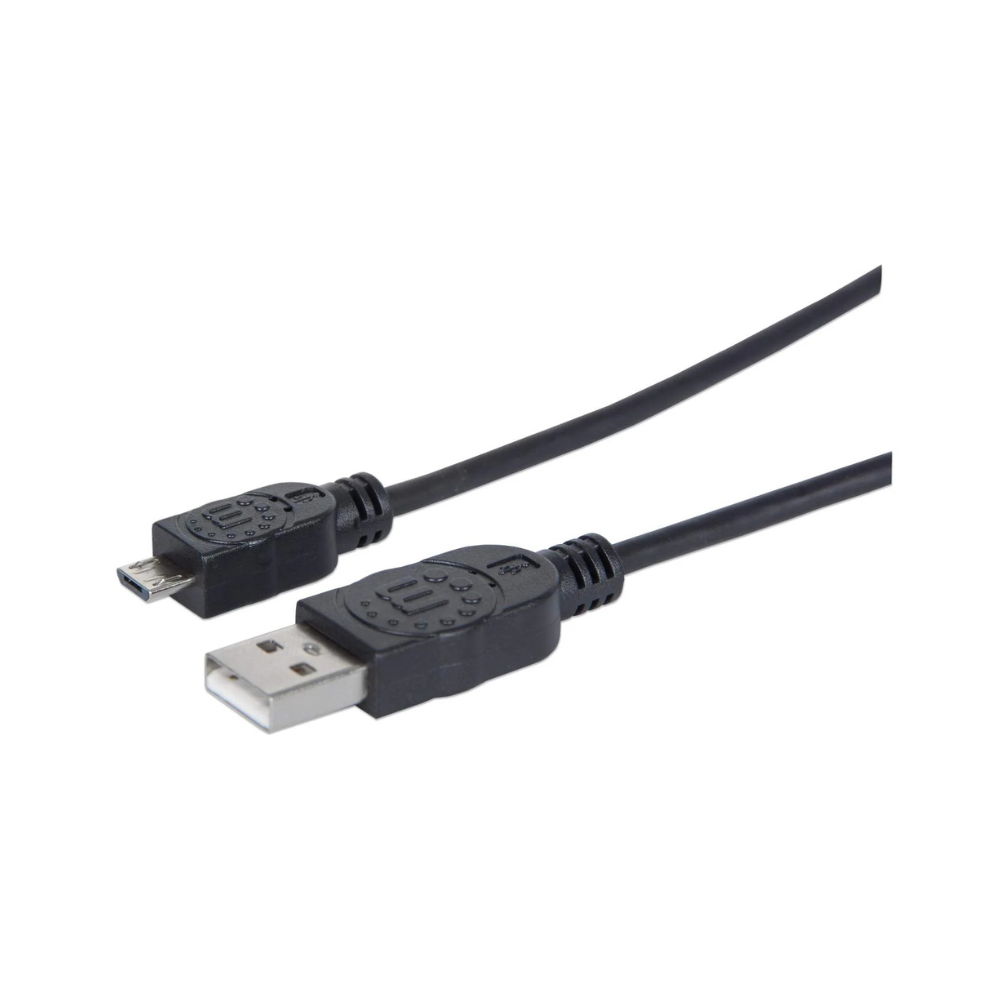 Cable USB A-Micro B 1.0M PVC Negro Manhattan (307161)
