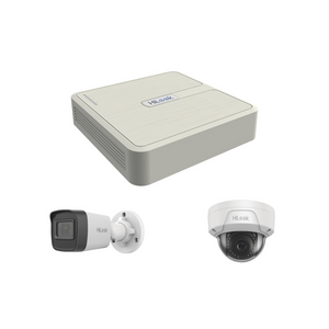 Kit IP 1080p NVR 4CH PoE - 2 Cámaras Bala + 2 Cámaras Domo para Exterior