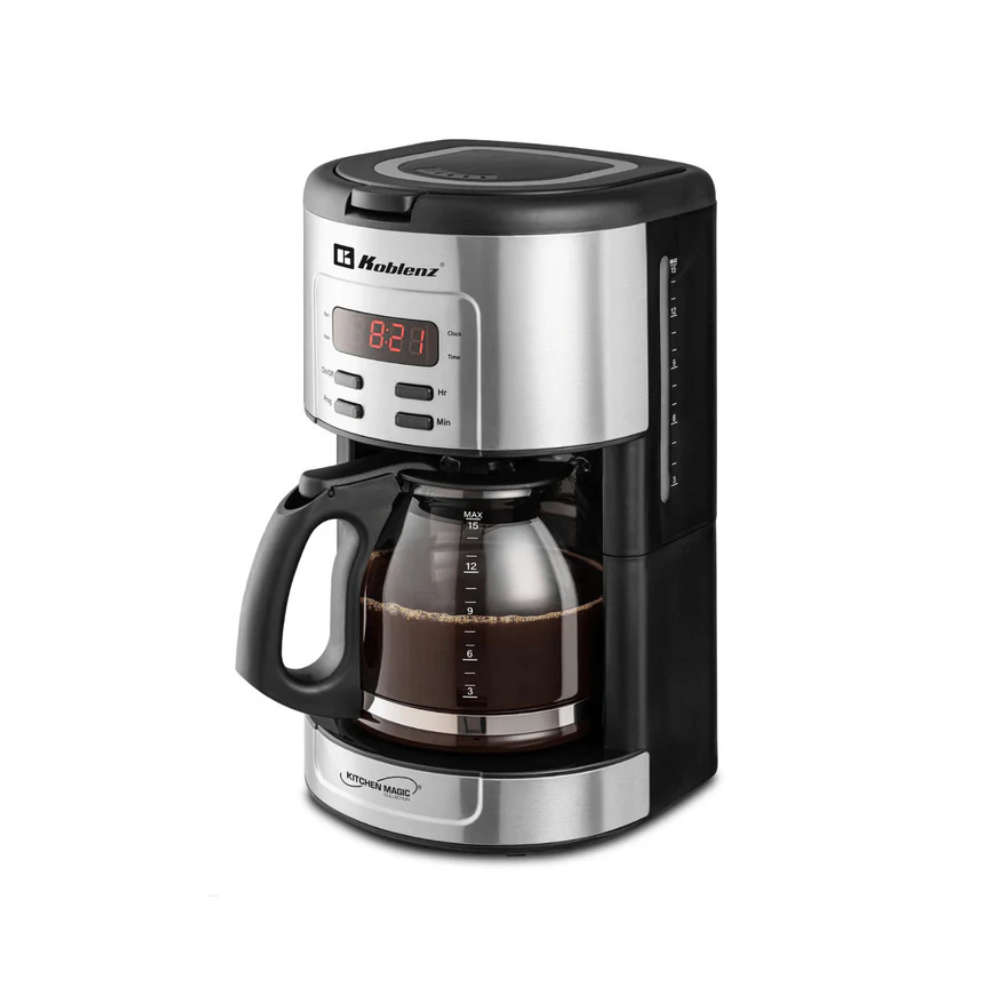 Cafetera Deluxe Koblenz CKM-215 IN, temporizador programable, 15 tazas (1.8L), filtro lavable, anti-goteo, 1000W