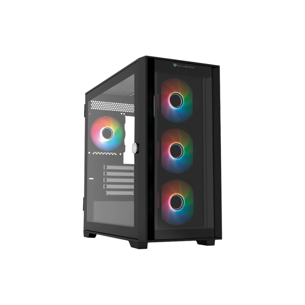 Gabinete Balam Rush Twin Mate 6000B Media torre negro cristal 4xVentiladores ARGB Mini ATX / Mico ATX sin fuente panel frontal intercambiable cristal/malla