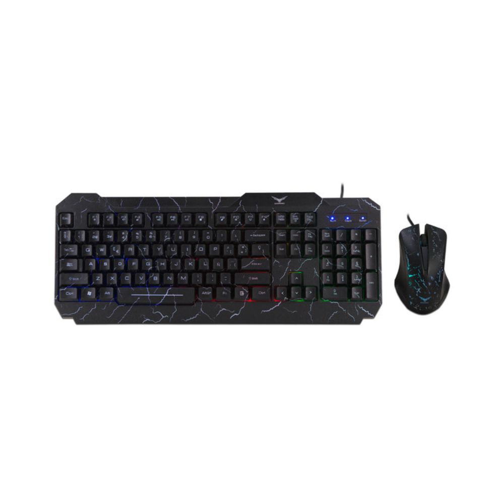 Kit gamer Naceb Teclado y Mouse alambrico Ergonomico retroiluminado color Negro USB