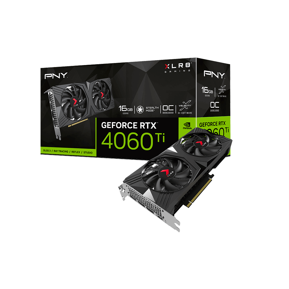 Tarjeta de Video PNY 16GB GeForce RTX 4060 Ti XLR8 Gaming Verto 2X Fan GDDR6 DLSS 3.5 HDMI/DP