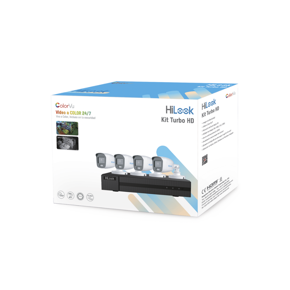 Kit TurboHD 1080P DVR 4 Canales con 4 Cámaras Bala Metálicas H.265+, Fuente Profesional y Accesorios de Instalación