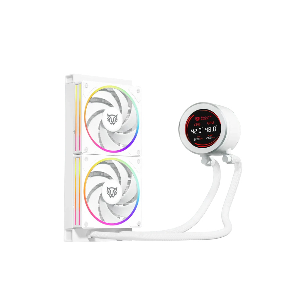 Enfriamiento Líquido Balam Rush 240 Hydrox Expert HYX24 Blanco Display para monitoreo de temperatura RGB TDP 250 W Legend