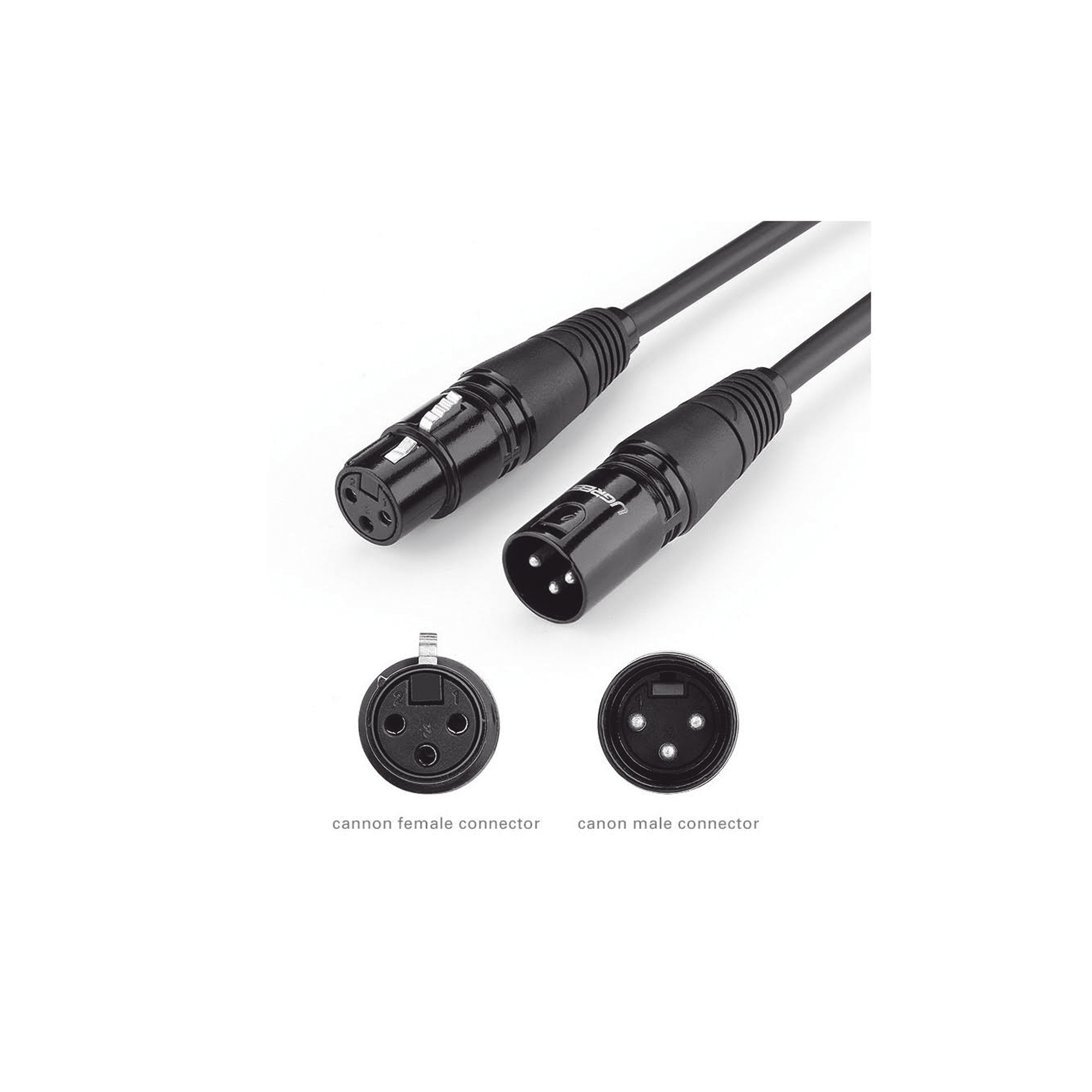 Cable Micrófono XLR Canon Macho Hembra 10m Plug and Play Antinterferencias Triple Blindaje Alta Calidad Negro