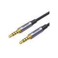 Cable Auxiliar 3.5mm Audio Estéreo Cobre Esmaltado Aluminio Azul Nylon Trenzado Micrófono 2m