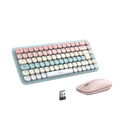 Kit Teclado Mouse 85 Teclas Español Bluetooth 2.4GHz Mouse Ambidiestro DPI Ajustable Iluminación Compatibilidad Rosa
