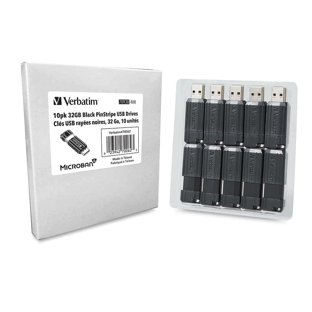 Memoria Verbatim USB 32GB Paquete de 10 Microban Negras