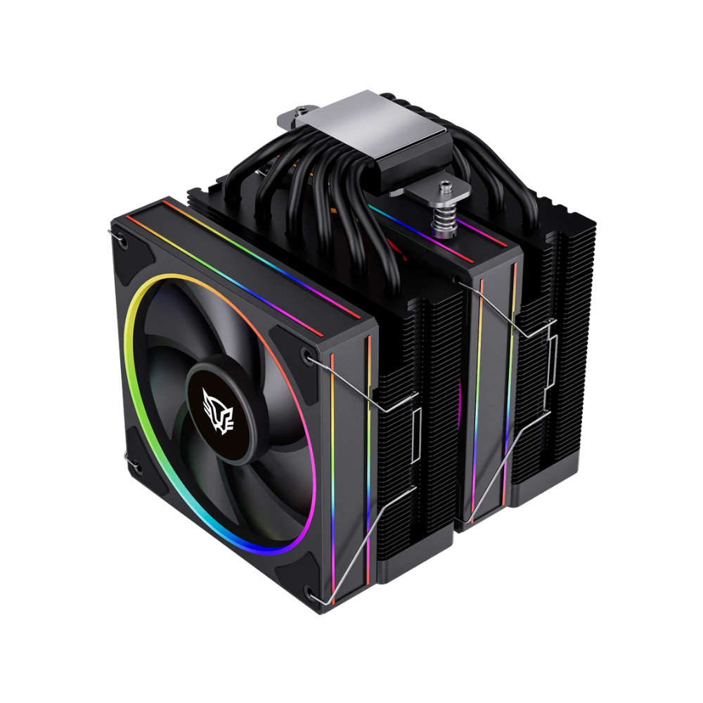 Enfriamiento de Aire Balam Rush Heliux Pro HEX75 Negro Display para monitoreo de temperatura RGB 6 Pipas TDP 270 W Legend