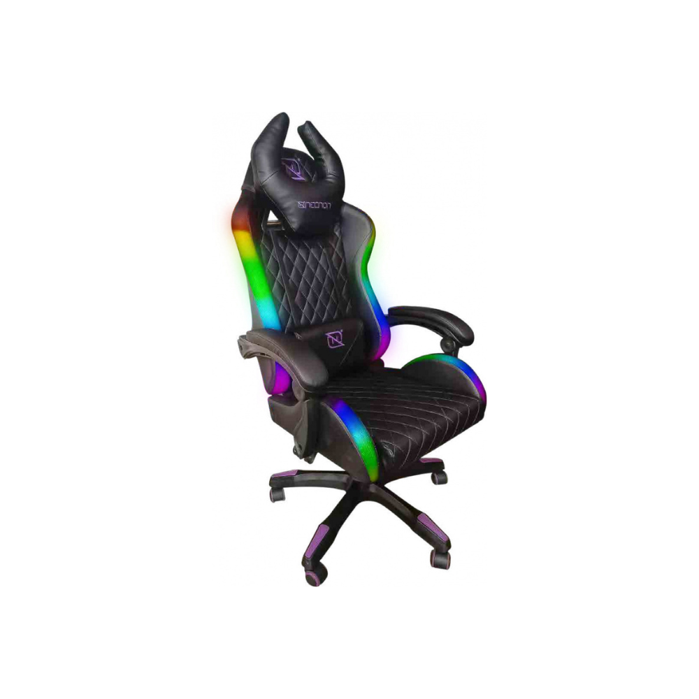 Silla Gamer Necnon NSG-RGB1 - Foam, Clase 4, Cojin Lumbar y de Cabeza, Negro/Blanco (NBSGR132RG)