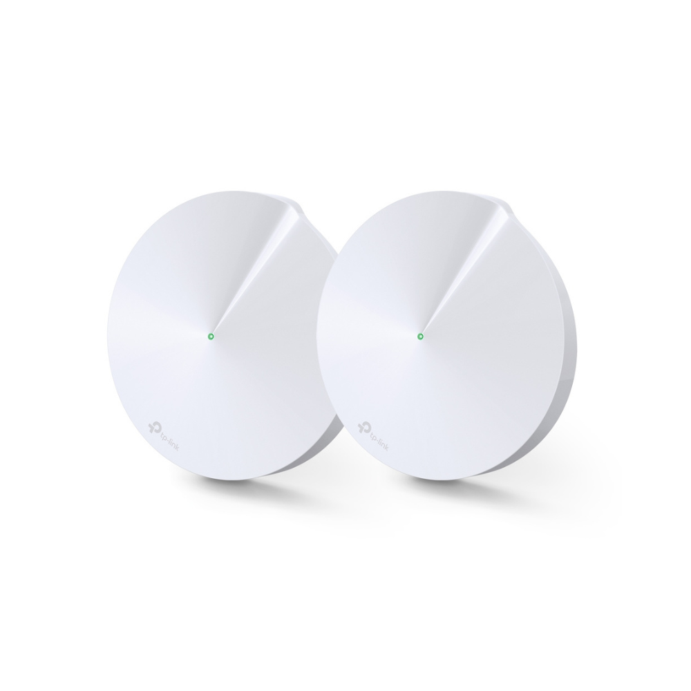 Kit 2 Routers Mesh para Hogar, Doble Banda Wi-Fi 5 AC1300 Mbps, 2 Puertos Gigabit WAN/LAN, 4 Antenas Internas, App Deco y Protección HomeCare