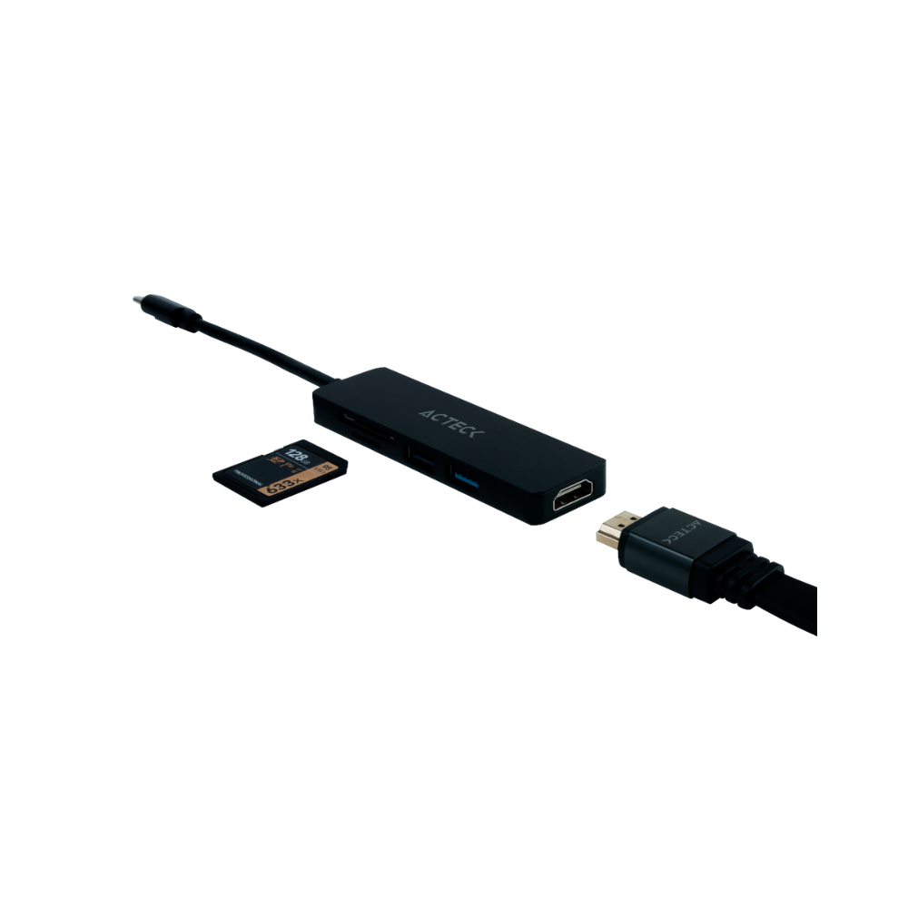 Hub Acteck USB-C 5 en 1 4K HDMI + 1 USB-A 3.0 + 1 USB-A 2.0 + TF/SD (AC-934633)