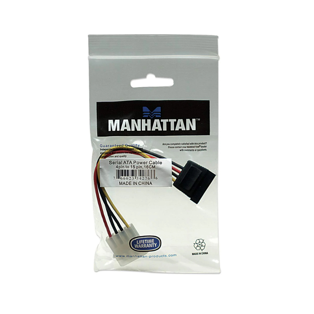 Cable de Energía SATA de 4 a 15 Pines 16cm Manhattan (342766)