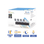 Kit TurboHD 1080P DVR 4 Canales con 4 Cámaras Bala Metálicas H.265+, Fuente Profesional y Accesorios de Instalación