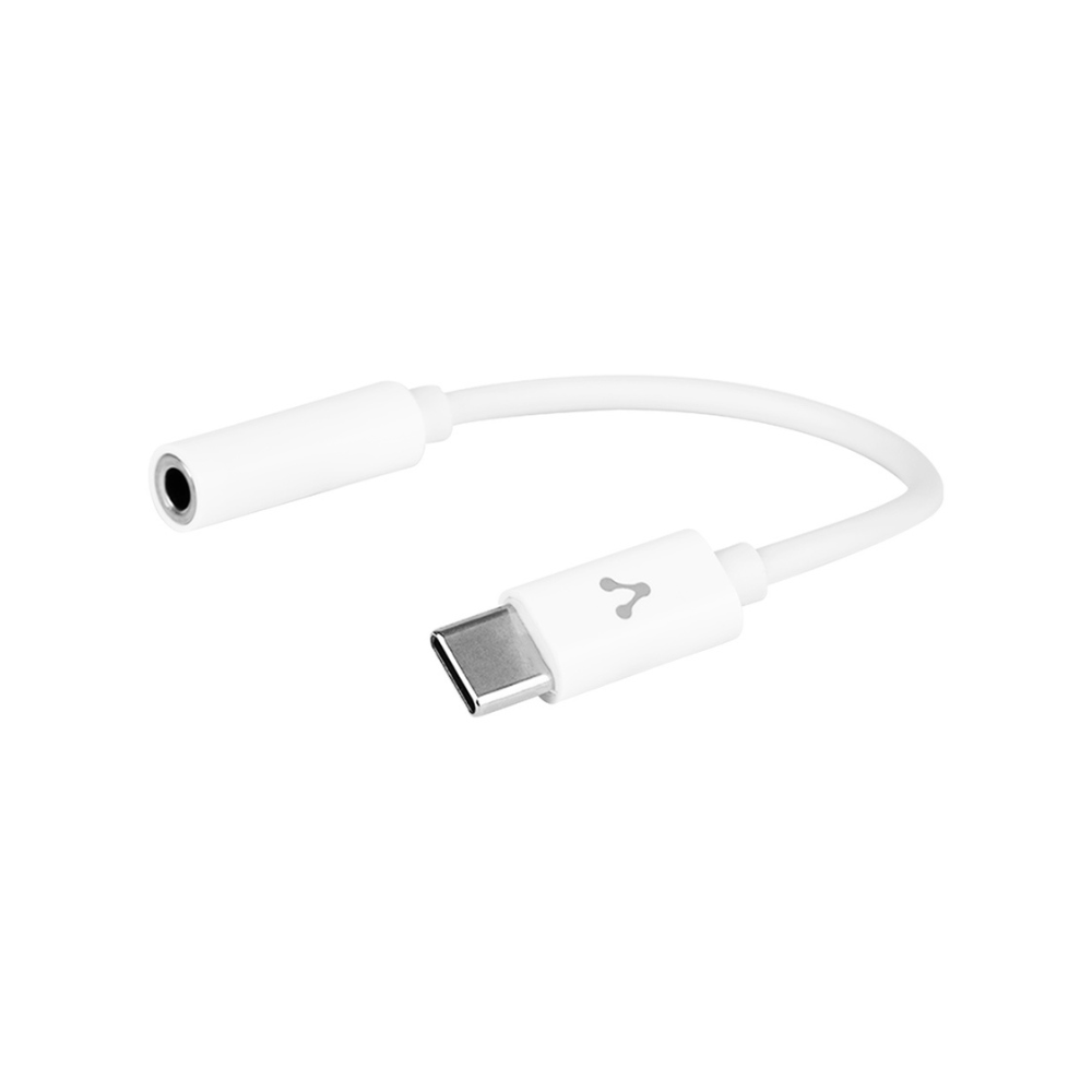 Adaptador Vorago USB Tipo C a 3.5 mm Audio Out Mic In Blanco (ADP-209)