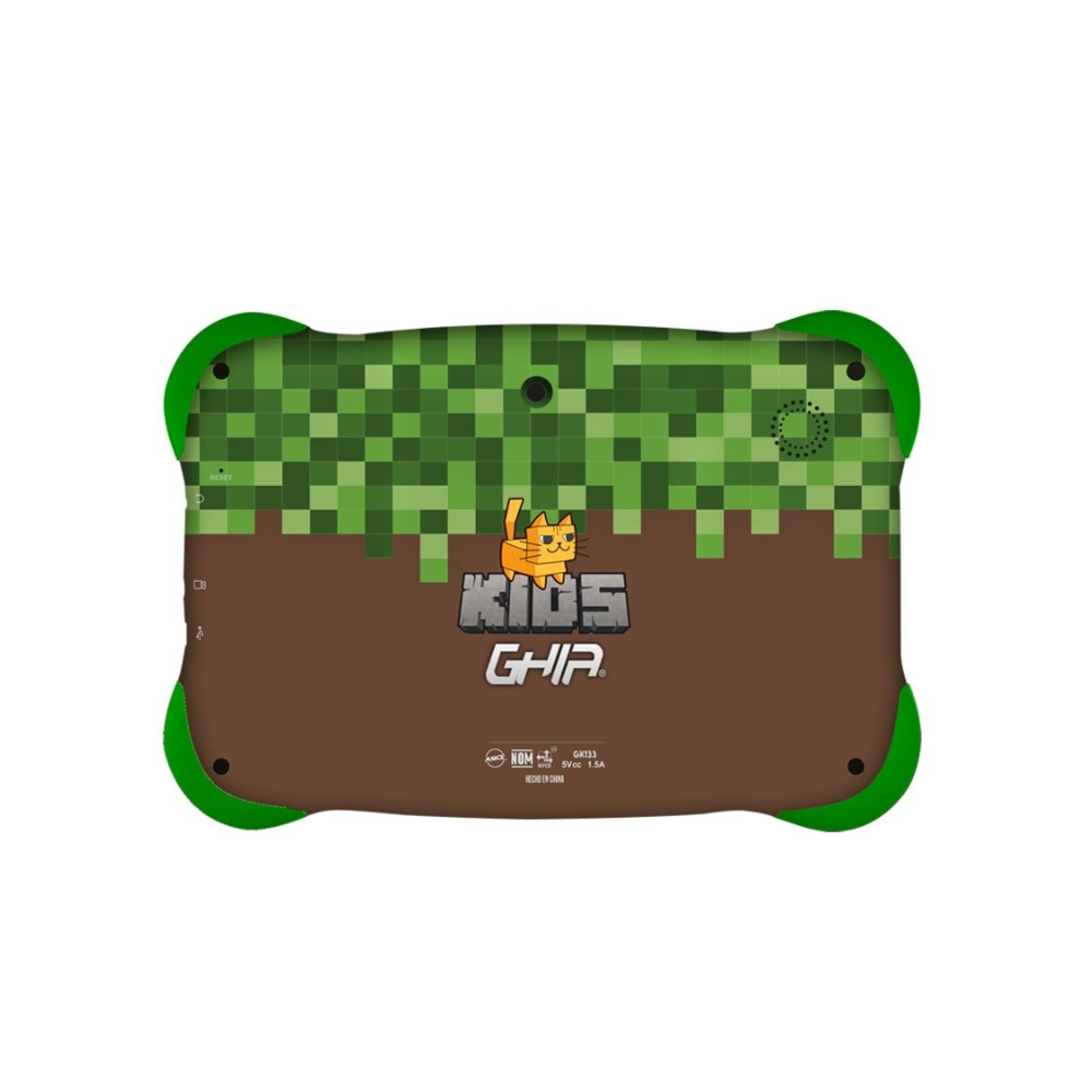 Tablet Ghia Kids 7", Quad Core A133, 2GB RAM, 32GB, Doble Cámara, WiFi, Bluetooth, 2500mAh, Android 13 Go, Verde Café
