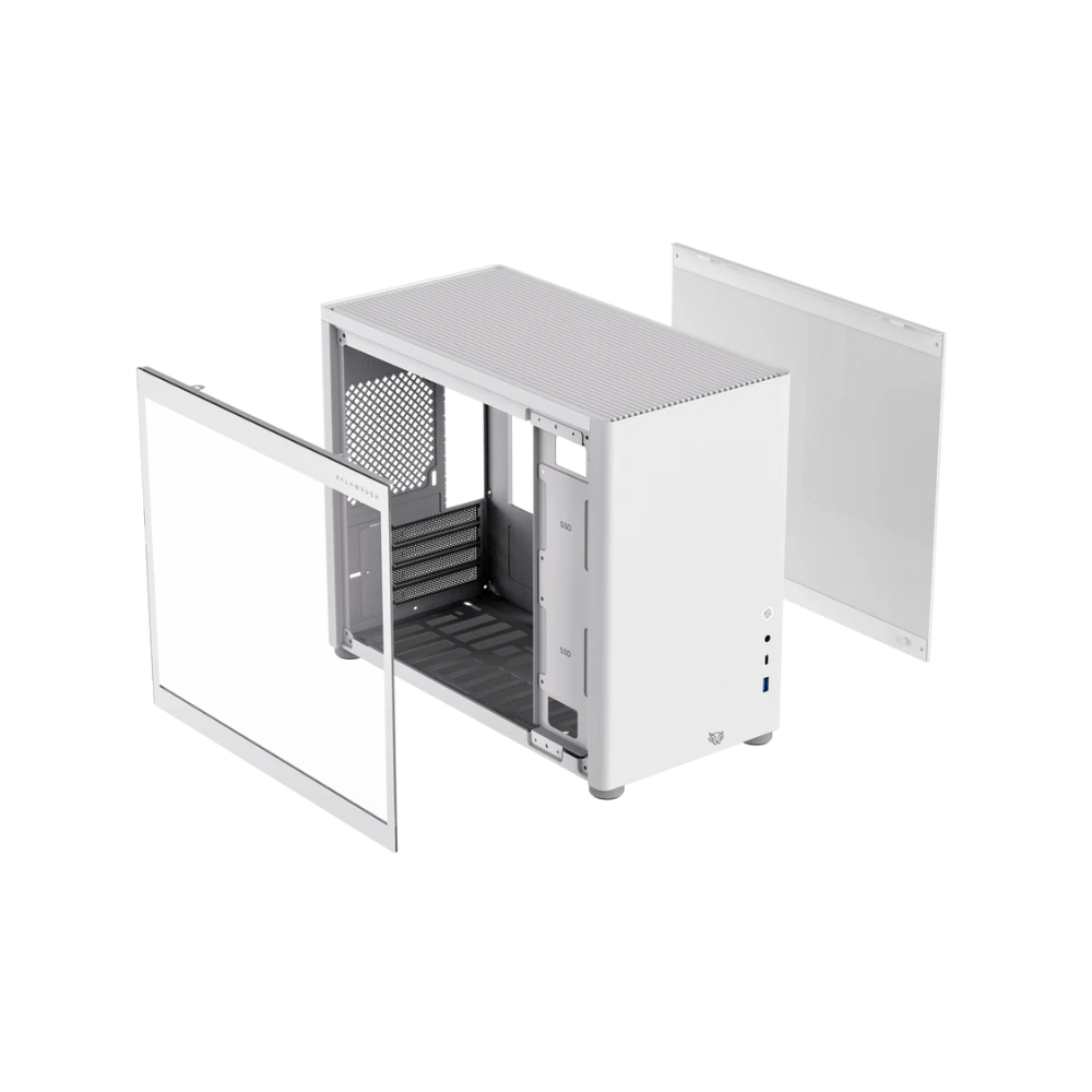 Gabinete Balam Rush Eris Frost GI985 Blanco Micro Torre Sin Fuente Con Cristal