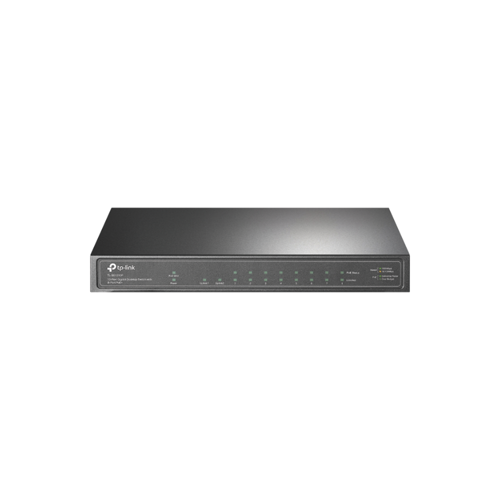 Switch de Escritorio PoE+ No Administrable 8 Puertos 10/100/1000Mbps + 1 Uplink 10/100/1000Mbps + 1 SFP, 63W