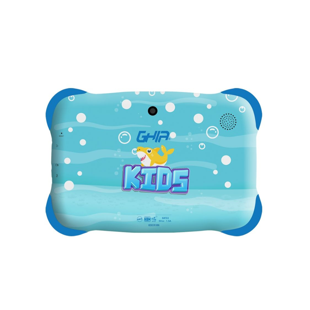 Tablet Ghia Kids 7" Quad Core A133 2GB RAM 32GB Doble Cámara WiFi Bluetooth 2500mAh Android 13 Go Tiburón