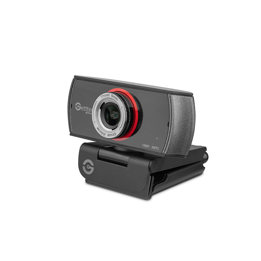Webcam de Streaming Getttech - Full HD, 30FPS, USB, Microfonos Dobles (GPW-FHDMF-G1)