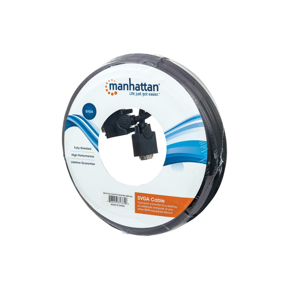Cable SVGA Manhattan HD15 M-M 8mm 15.0M (313629)