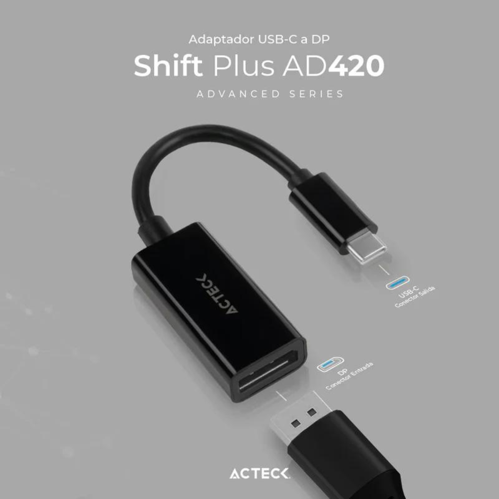 Adaptador Acteck USB-C a DisplayPort Video hasta 4K M-H (AC-934718)