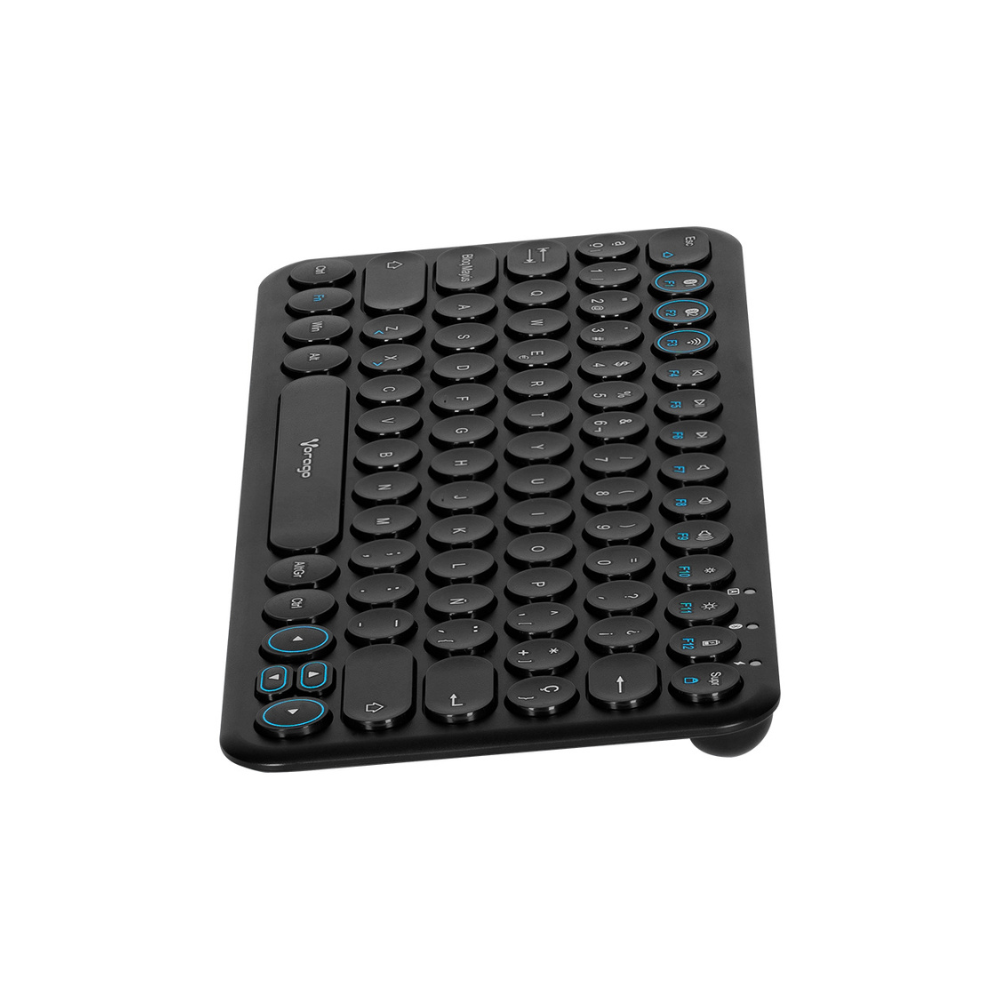 Teclado Vorago Slim Recargable Tipo C, 2 Bluetooth + Wireless Negro (KBW-400)