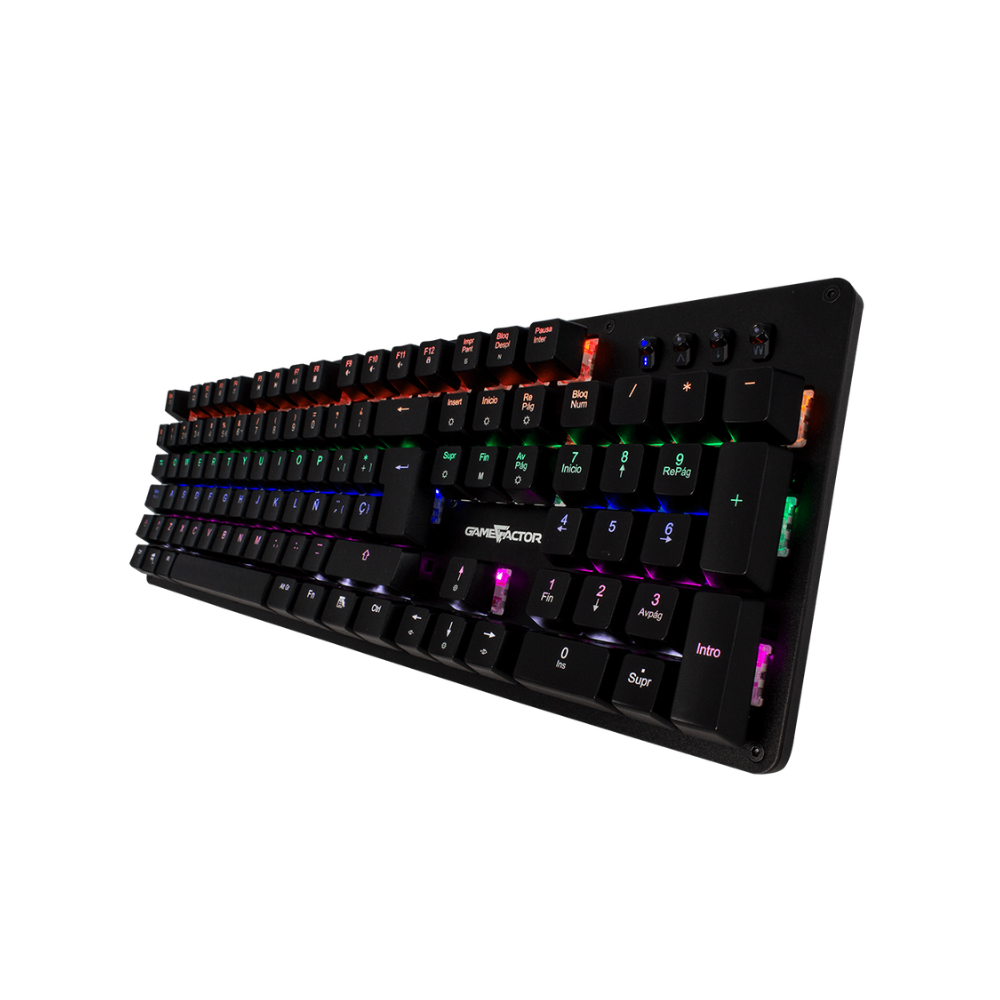 Teclado Mecánico Game Factor Rainbow, Switch Blue, USB, Negro (KBG400-BL)