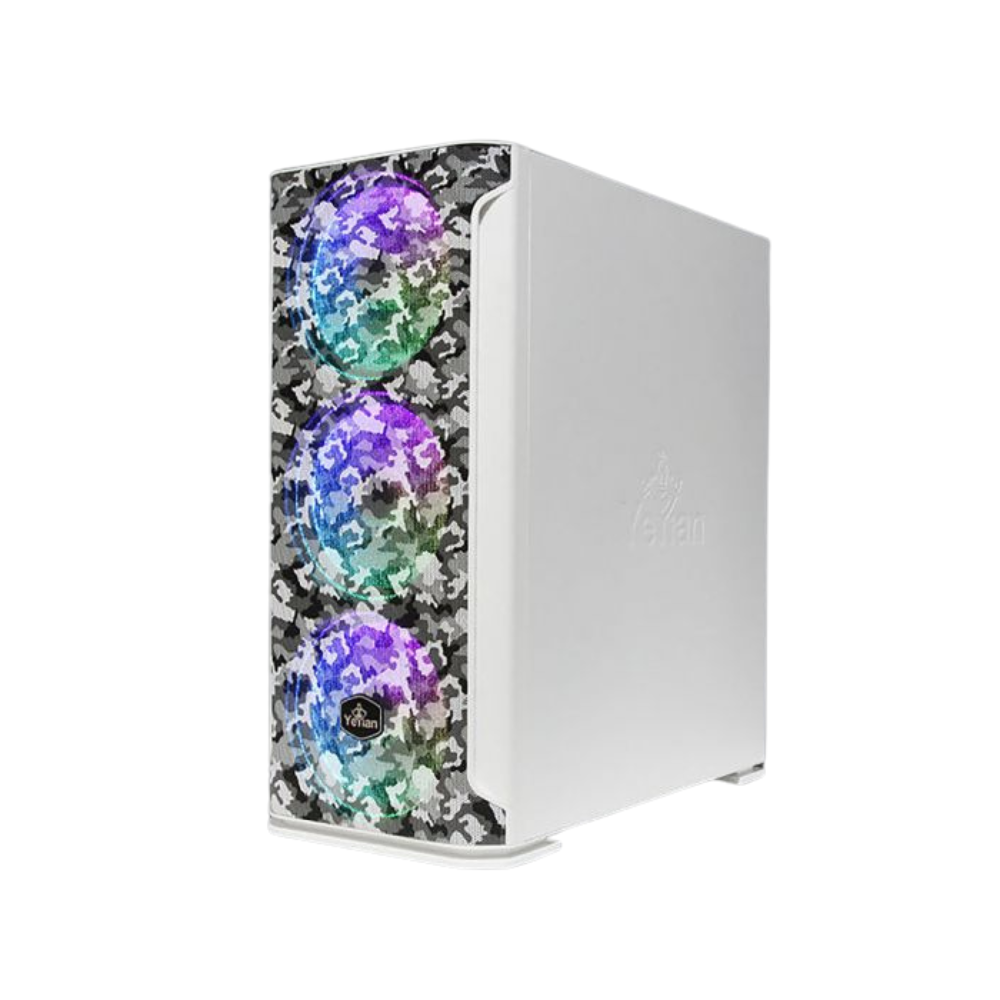 Gabinete Yeyian Hollow 2500 ATX, 3 Ventiladores ARGB, Malla, USB, Blanco (YGH-49704)