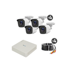 Kit TurboHD 720P: DVR 4 Canales, 4 Camaras Bala, 4 Cables de 18m, Fuente de Poder Profesional