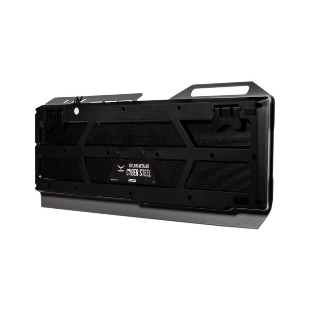 Teclado Naceb metalico alambrico multimedia con iluminacion CYBER STEEL color plateado teclas color Negro