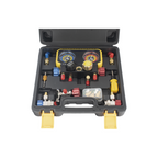 Manómetro 4 Vías con Accesorios para Gas Refrigerante R410A R32 R134A R22