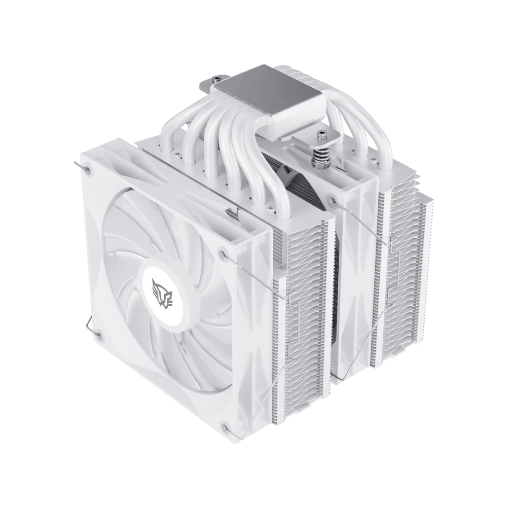 Enfriamiento de Aire Balam Rush Heliux Expert HEX90 Blanco Display para monitoreo de temperatura RGB 6 Pipas TDP 295 W Legend