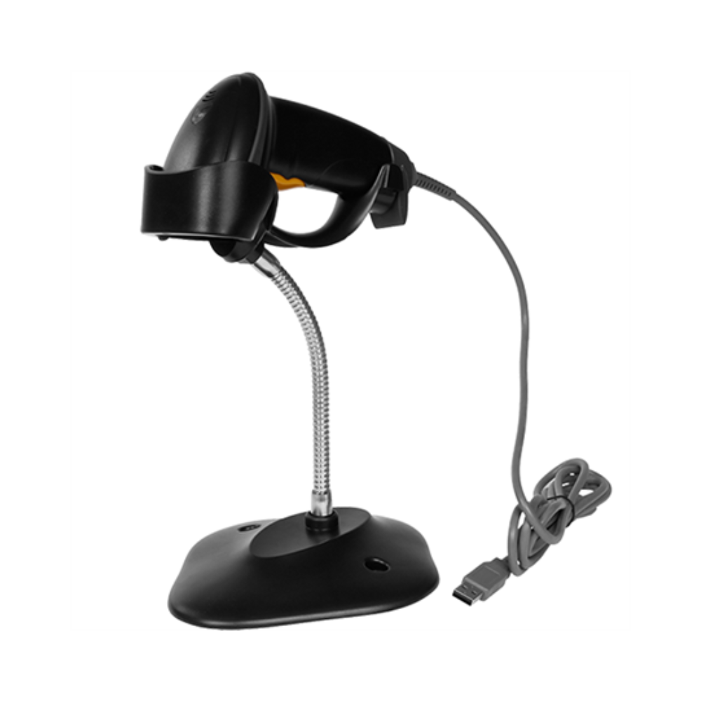 Lector de Código de Barras Nextep Alámbrico 1D USB con Base Ajustable Negro NE-500