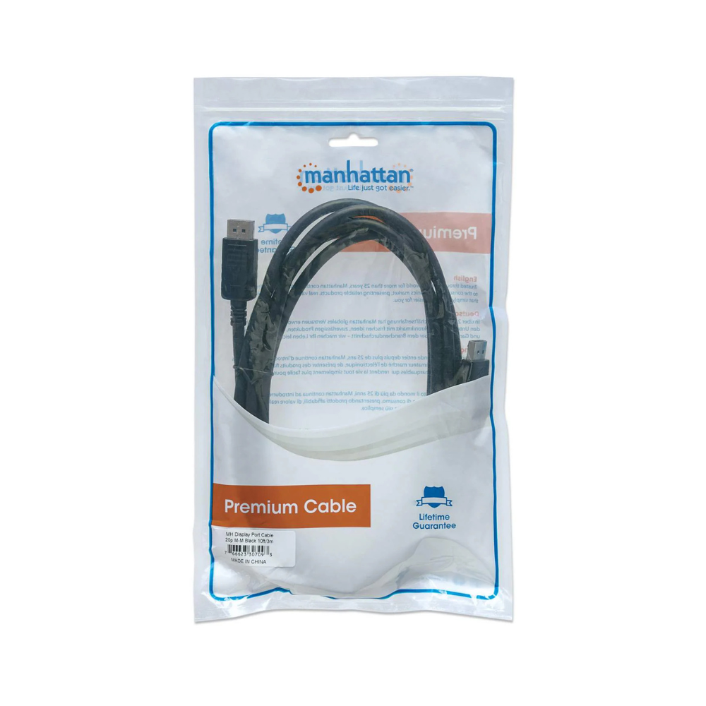 Cable DisplayPort M-M 3.0M Negro Manhattan (307093)