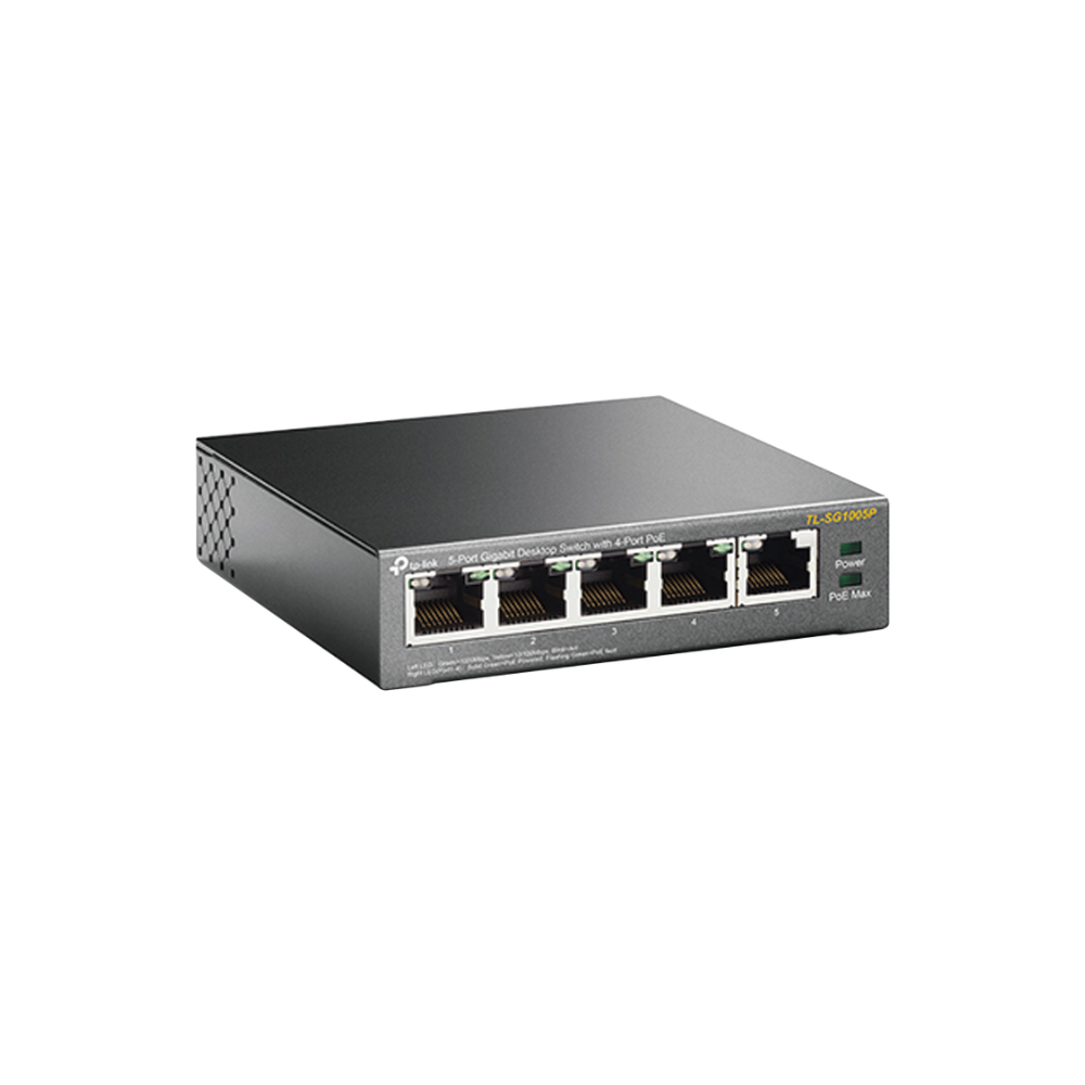 Switch Escritorio No Administrable 5 Puertos 10/100/1000Mbps + 4 PoE 65W