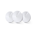 Kit 3 Routers Mesh para Hogar, Doble Banda Wi-Fi 5 AC1300 Mbps, 2 Puertos Gigabit WAN/LAN, 4 Antenas Internas, App Deco y Protección HomeCare