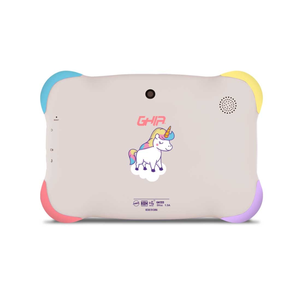 Tablet Ghia 7 Kids, Quad Core A133, 1GB RAM, 16GB, Doble Cámara, WiFi, Bluetooth, 2500mAh, Android 11 Go, Violeta