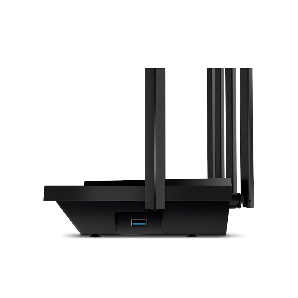 Router Wi-Fi 6 Doble Banda AX5400, MU-MIMO 4x4 y OFDMA, 1 Puerto WAN 10/100/1000 Mbps, 4 Puertos LAN 10/100/1000 Mbps, 1 Puerto USB 3.0, 6 Antenas Potentes, App Tether y Proteccion HomeShield
